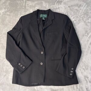 Lauren Ralph Lauren Blazer Jacket Women Petite 4P Black Career Quiet Luxury Wool